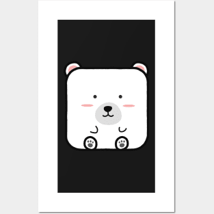 Kawaii Square Polar Bear Posters and Art